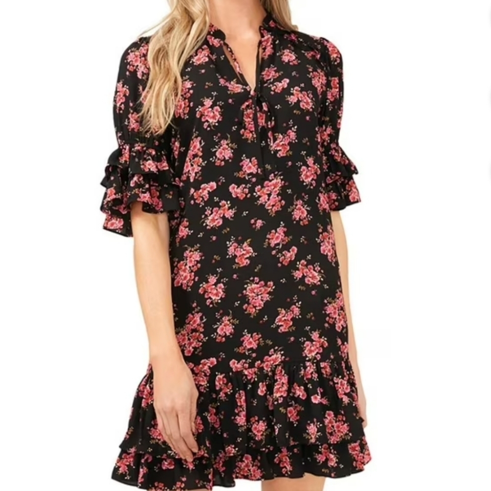 CeCe Womens Ruffled Short Mini Dress Medium